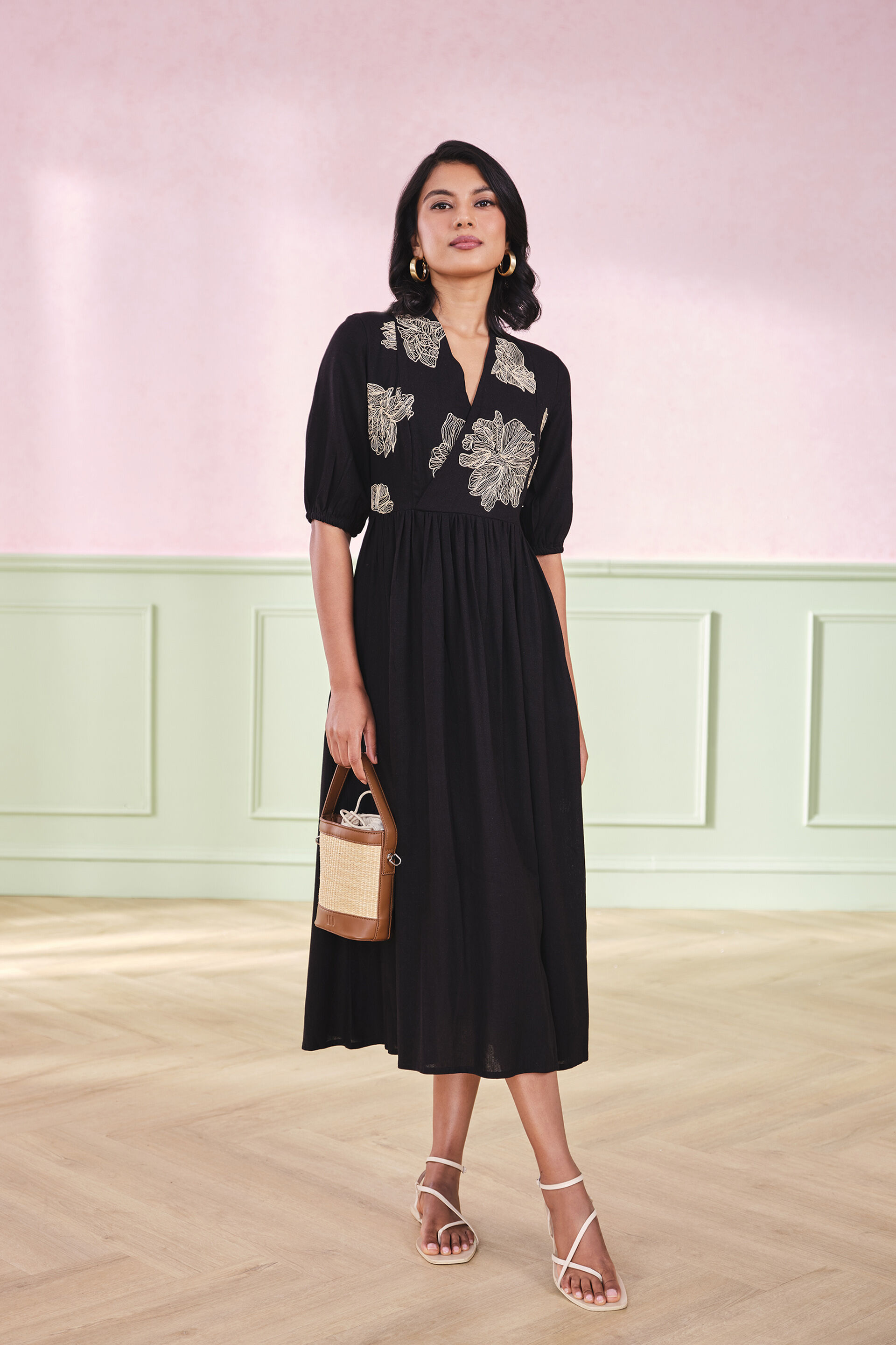 The Gala Viscose Blend Black Dress, Black, image 1